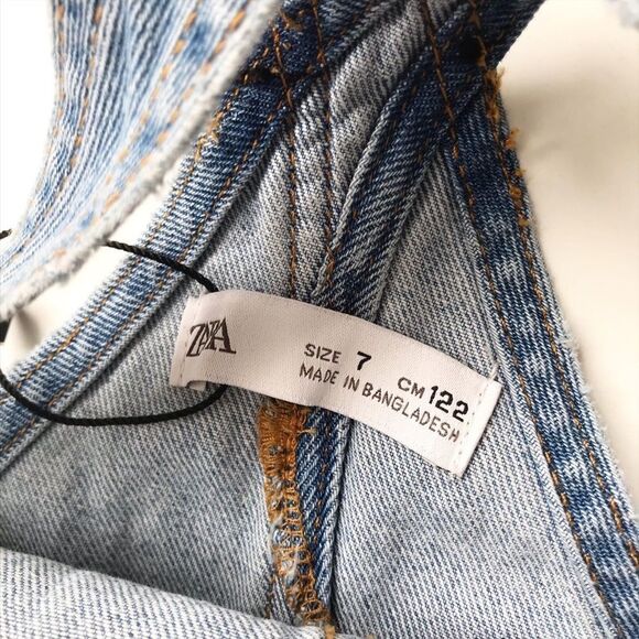 Zara NWT denim distressed overalls 7Y - Picture 4 of 6